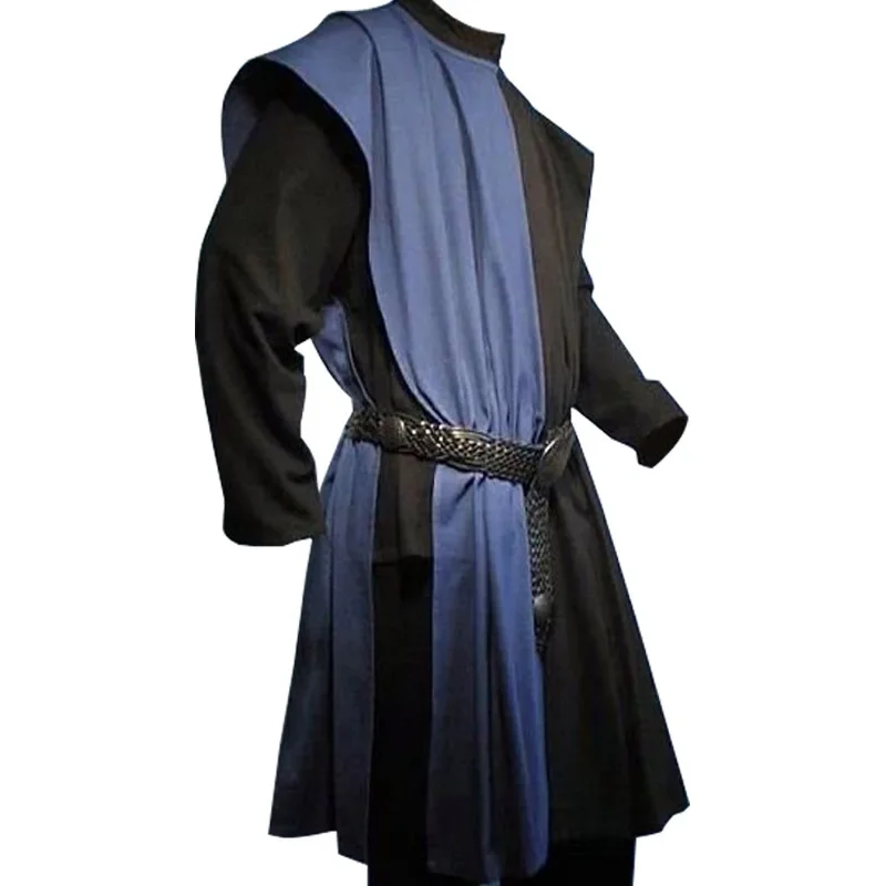 Medieval Costume Mens Larp Warriors Knight Cosplay Tunic Vest Gown Shirt Tabard Coat Adult Halloween Carnival Dress Up Party