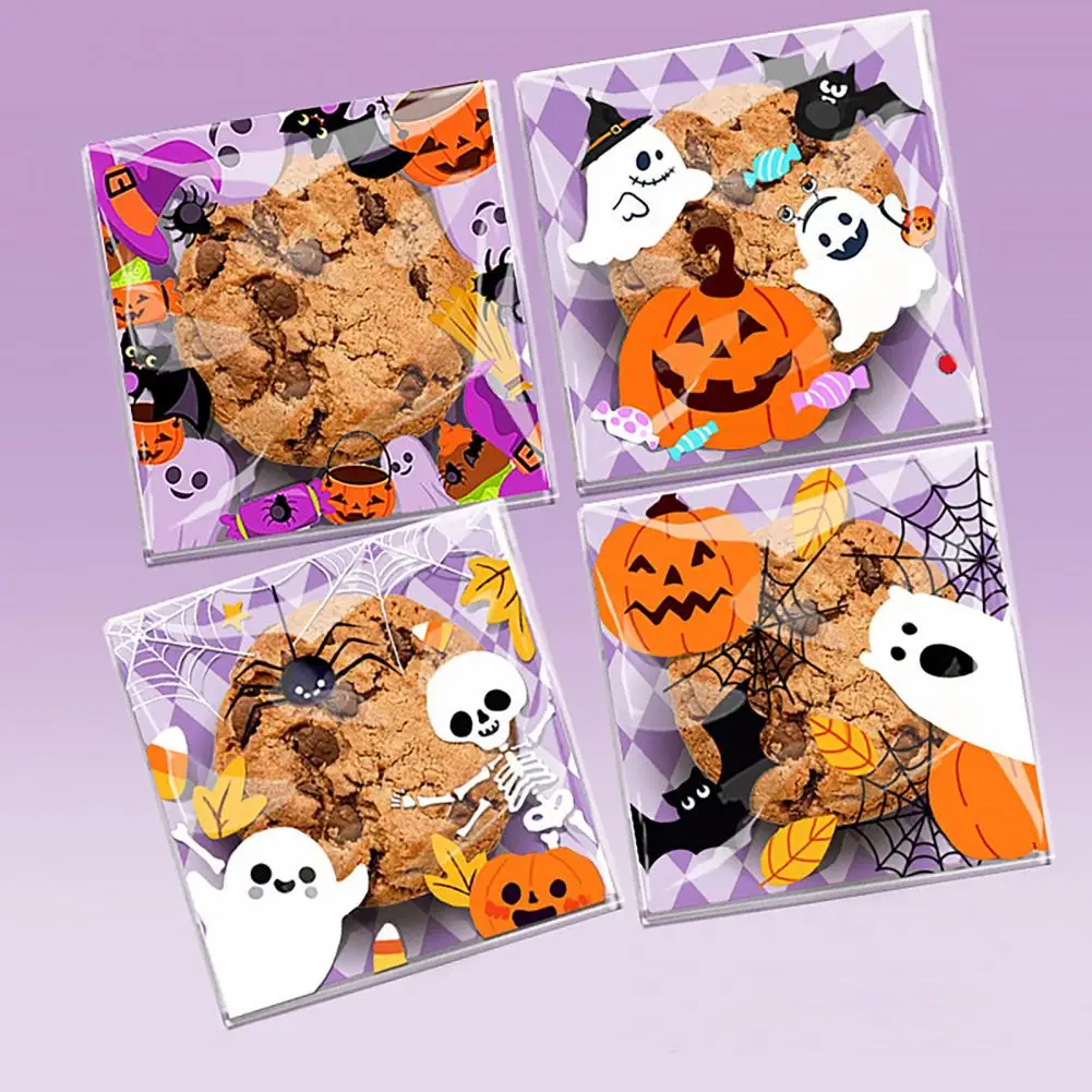 Self-sealing Candy Bags 100pcs Halloween Self-sealing Candy Bags Lightweight Reusable Party Supplies for Biscuits Treats Gift