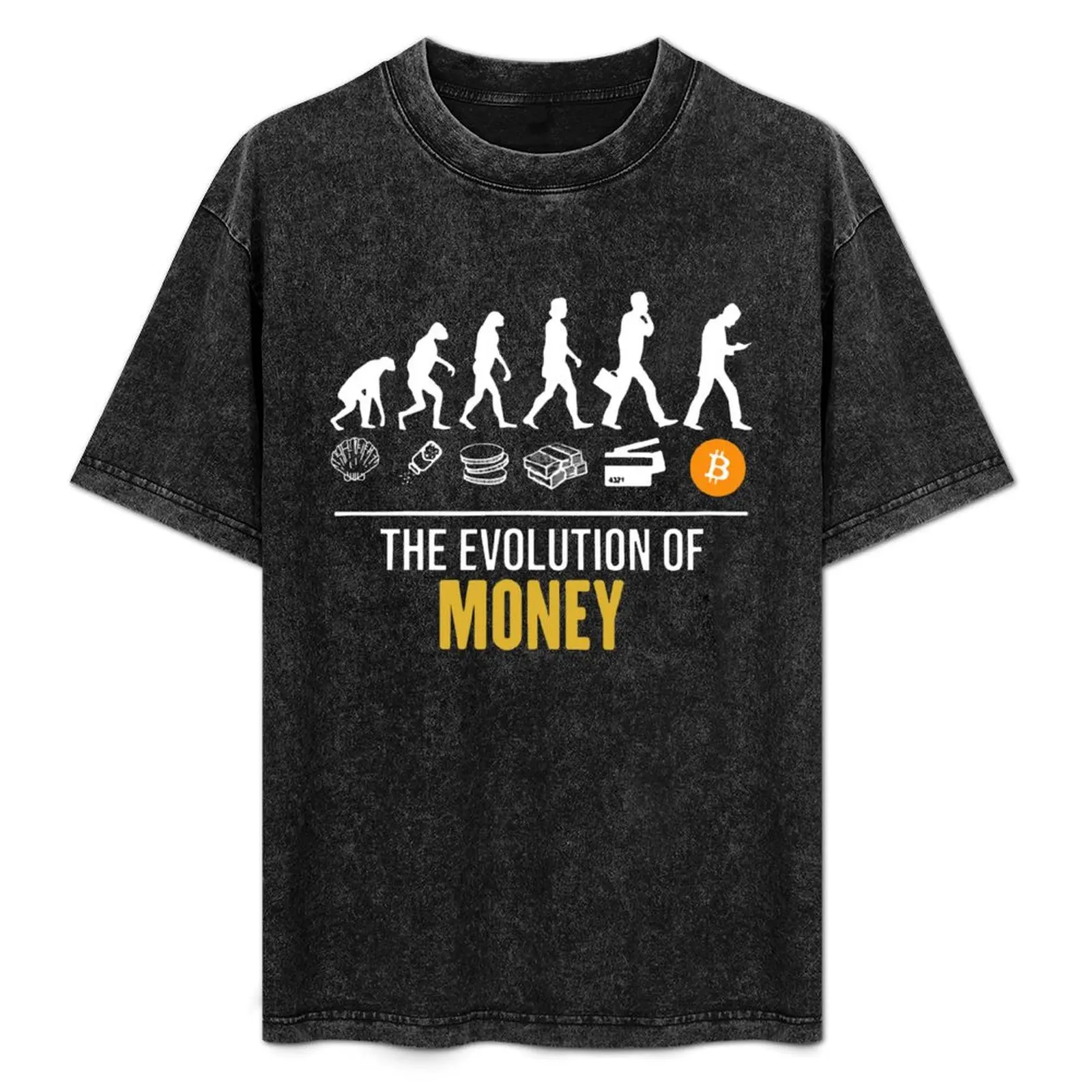 T-shirt Evolution Of Money Bitcoin, T-shirt en coton basique grande taille