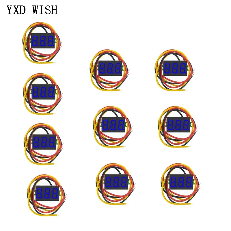 10Pcs 0.28 inch DC LED Digital Voltmeter 0-100V Voltage Meter Auto Car Mobile Power Voltage Tester Detector 12V Red Green Blue view 3