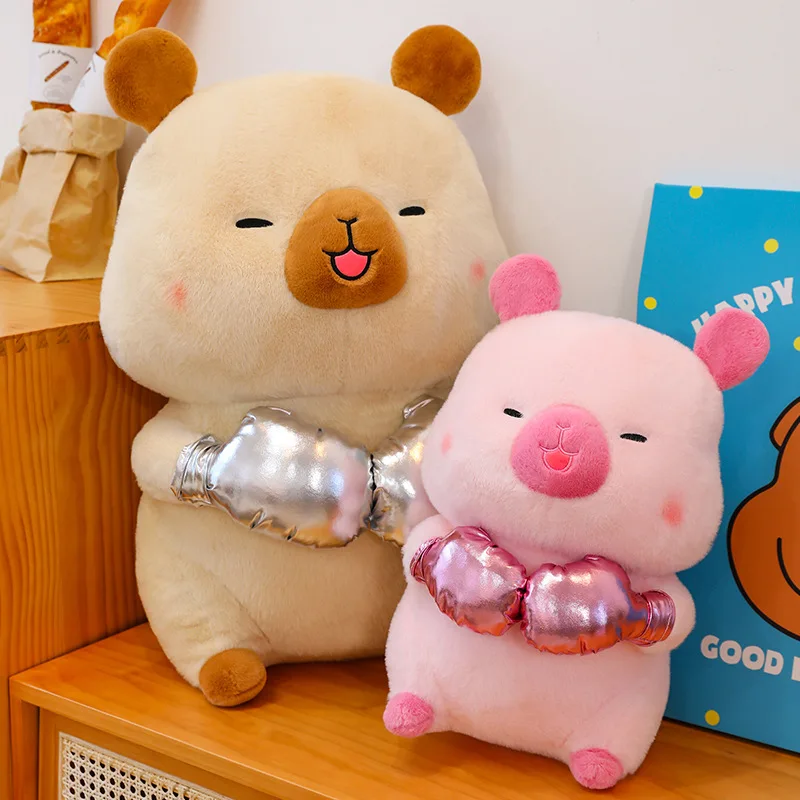 جديد 55 سنتيمتر Kawaii أفخم كابيبارا لعبة الملاكمة محشوة الحيوان لطيف محبوب وسادة ديكور للأطفال عيد الميلاد هدية عيد الميلاد بالجملة