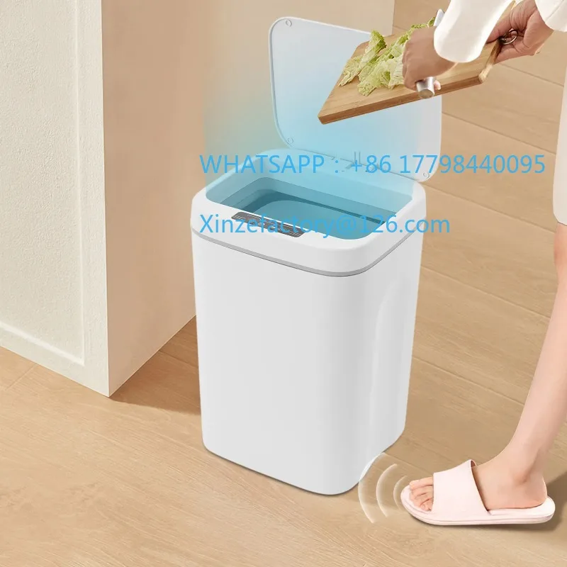 

Customizable Sensor Rubbish Bin, 16L, Automatic Rubbish Bin with Smart Sensor, Bathroom Kitchen Waste Bin, ABS Trash Can for Bed