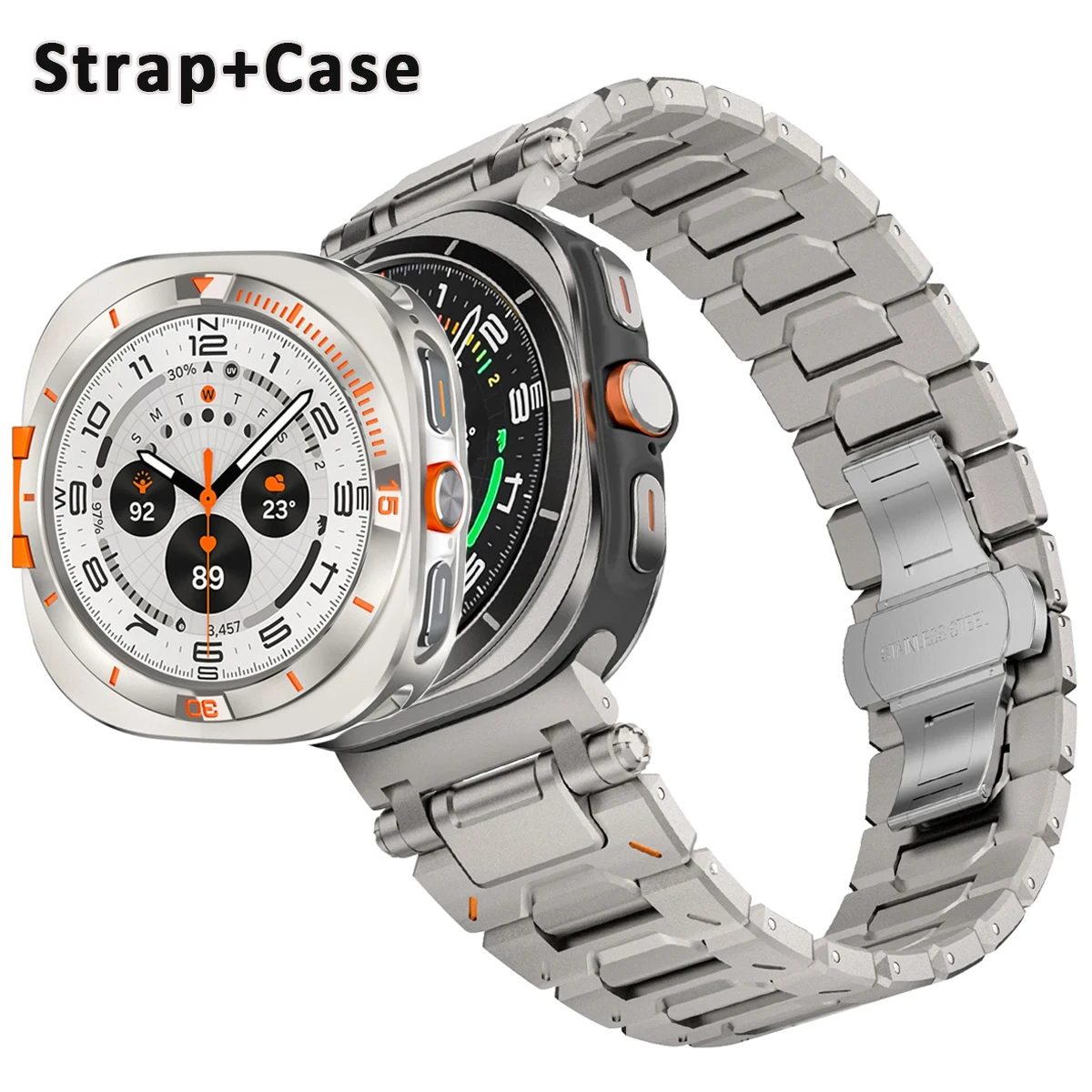 Titanium Strap+Metal Case for Samsung Galaxy Watch Ultra 2025 47mm Rugged Protector Frame Cover for Galaxy Watch Ultra Bracelet