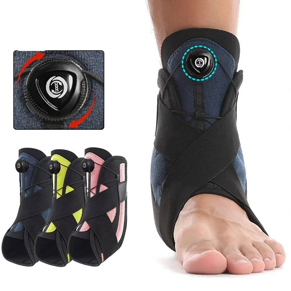 1Pcs Double Side Spring Support Ankle Compression Brace Adjustable Rotating Buckle Sleeve For Basketball Running Daily