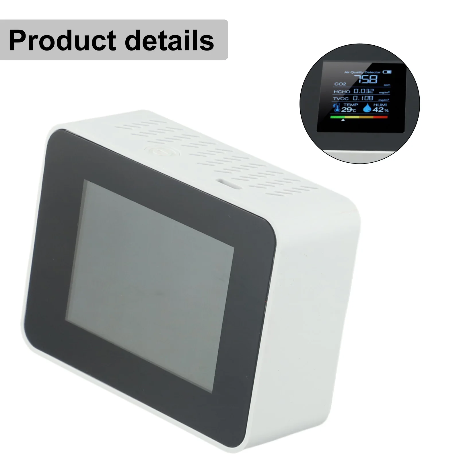 Home Air Quality Monitoring Carbon Dioxide Detector Indoor Air Quality Tester 4-color LED Lights Audible Alarm