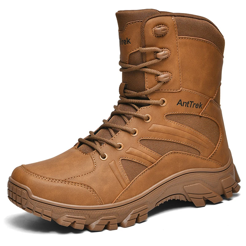 

High quality Men's desert combat boots wear-resistant High top tactical boots Men outdoors Hiking boots Autumn and winter shoes