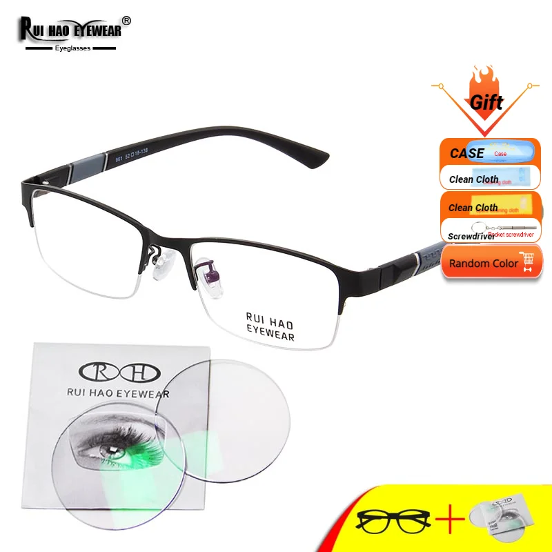 Prescription Eyeglasses Men Women Customize Recipe Glasses Fill Resin Lenses Myopia Progressive Spectacles Alloy Glasses Frame