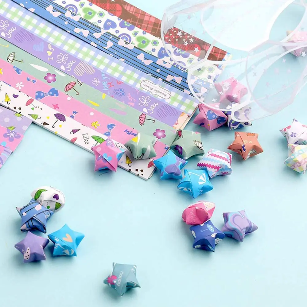 Simple Pattern DIY Origami Lucky Star Outer Space Origami Arts Crafting Star Origami Paper Strip Origami Paper Sky Stars Paper