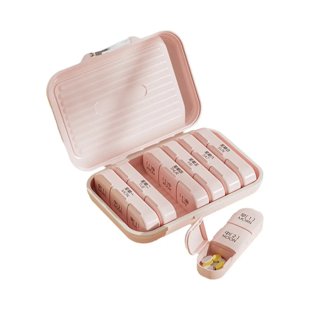 7 Day Pill Box Plastic Sealed Damp-proof Portable Pill Container Daily Compartments Waterproof Pill Storage Box Travel Home Use