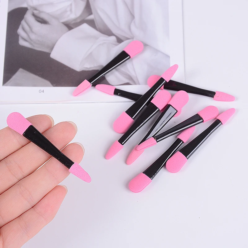 10pcs Double Ended Eyeshadow Applicator Pro Sponge Eye Shadow Make Up Supplies Portable Eye Shadow Brushes Powder Brush