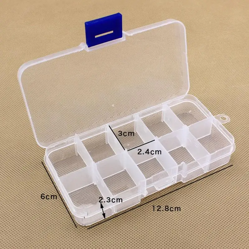 10 Grids Transparent Plastic Storage Box Organizer Jewelry Ring Gift Bead Case Container Pill Case Storage Case Detachable