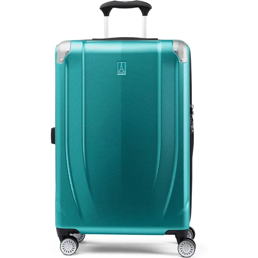 

Расширяемый чемодан среднего размера 25 дюймов с 8 колесами-спиннерами, легкий, с жестким корпусом, бирюзовый