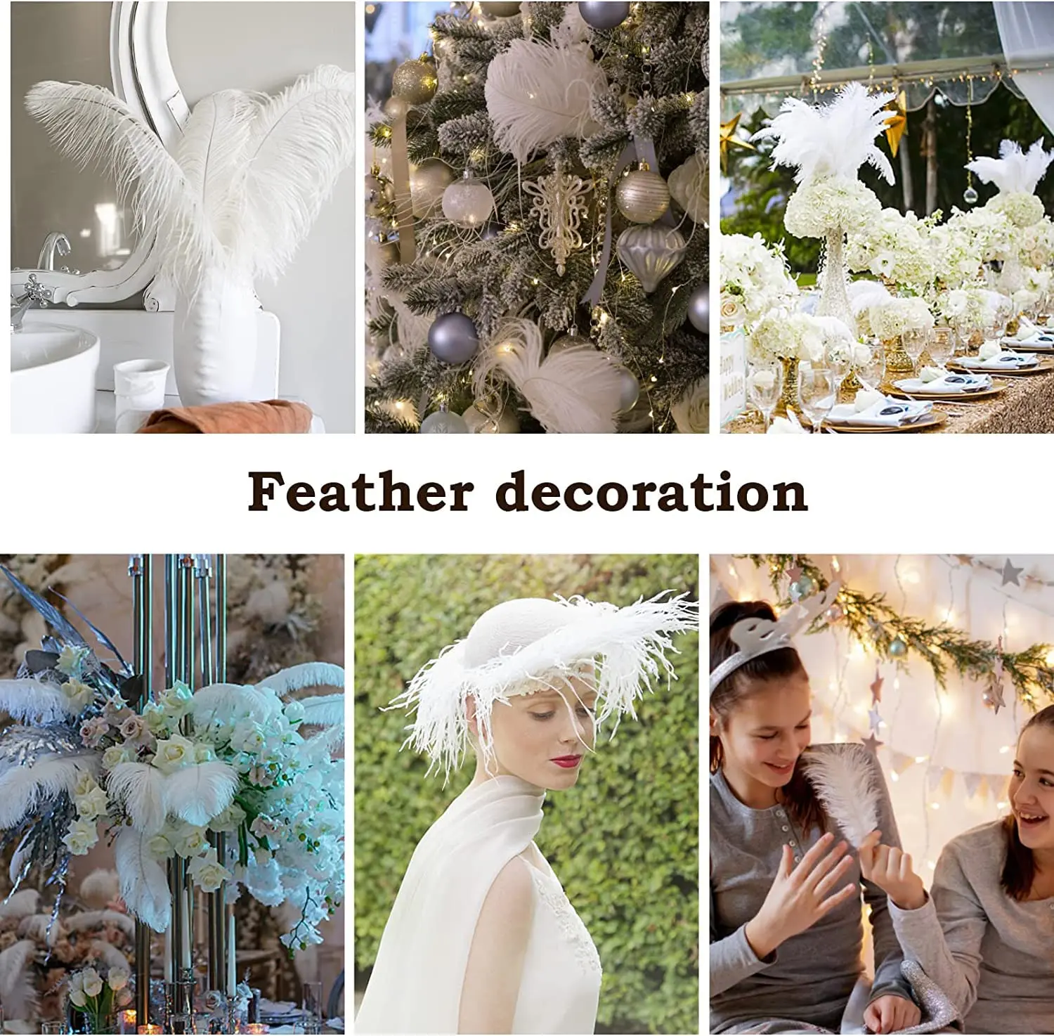 10Pcs White Ostrich Feather 15-50cm Large Fluffy Feathers for DIY Crafts Wedding Table Centerpieces Decoration Accessories