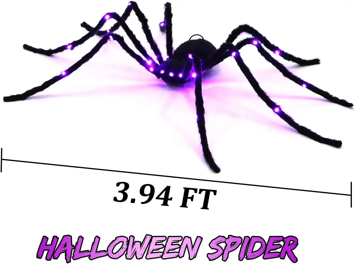 Halloween Spider Decoration Giant Light up Black Hairy Spider Decoration for Best Halloween Party Outdoor Indoor Yard Decoration