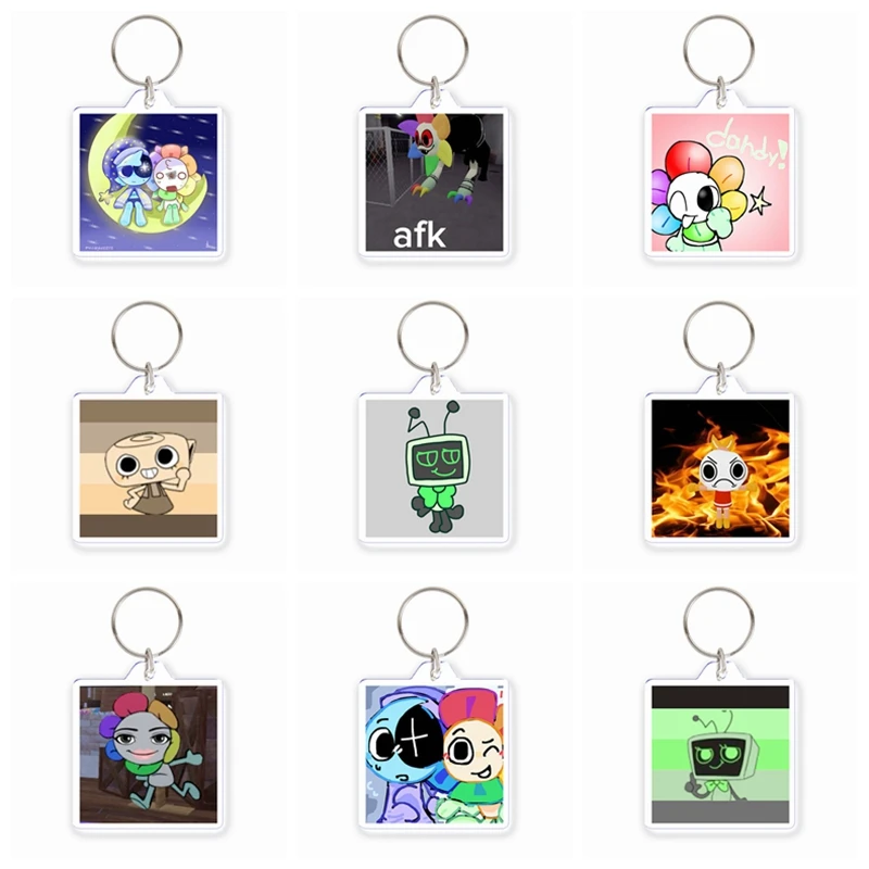 Horror Game Dandys World Astro Dandy Shrimpo Goob Vee Anime Acrylic Album Key Chain Creative  Cartoon Character Key Ring Gifts