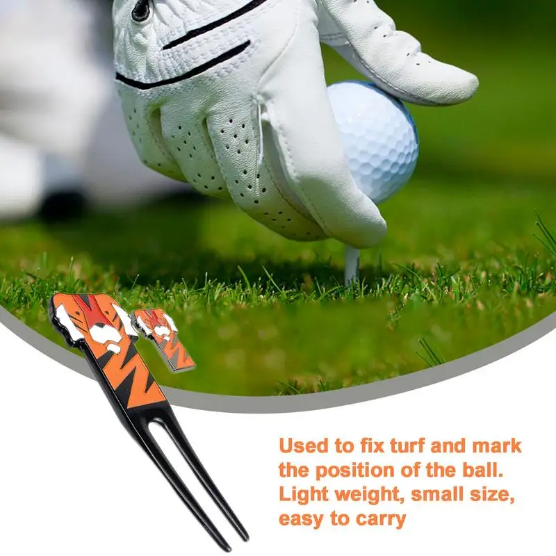 

Golf Frank Tiger Divot Repair Tool 1 Divot Tool 1 Golf Ball Marker Anti-Scratch Cartoon Tiger Pattern Golf Pitch Repairer Divot