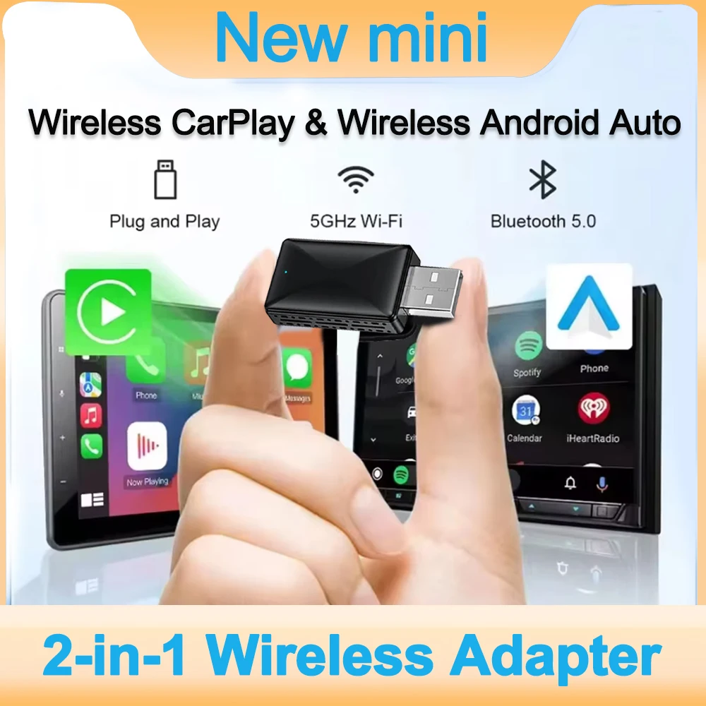 NEW Wireless CarPlay Android Auto Wireless Adapter Smart Mini Box Plug And Play WiFi Fast Connect Universal