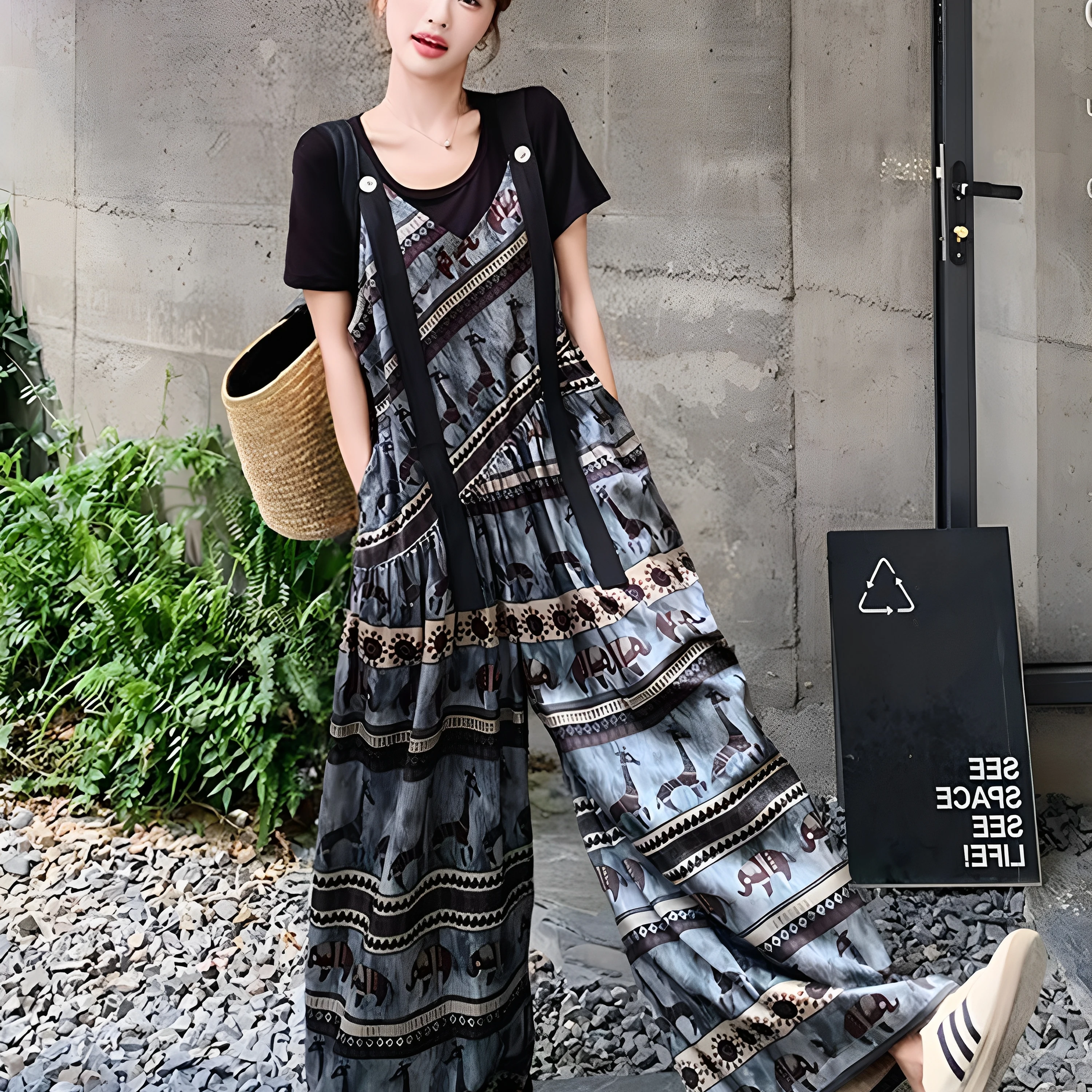 

Bla утягивающий комплект из двух предметов, женские летние модные широкие брюки, круглый ансамбль Ne ort Sve, повседневная одежда