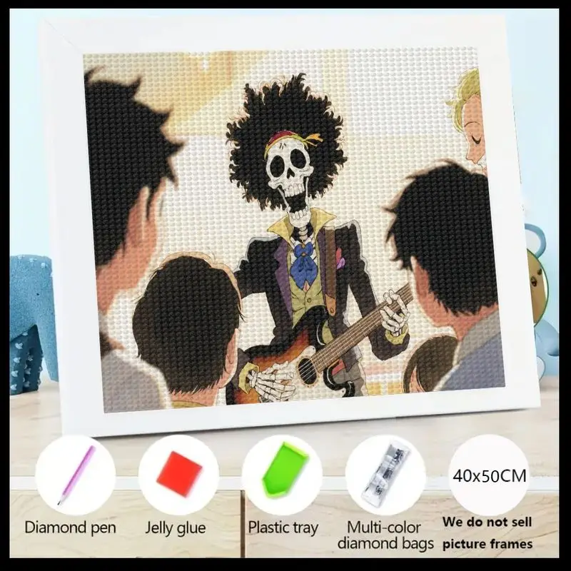 

1 шт. 5D DIY цельный аниме Брук Скелет музыкант комплект алмазной живописи, полная дрель кристалл горный хрусталь вышивка искусство, 40x50 см G