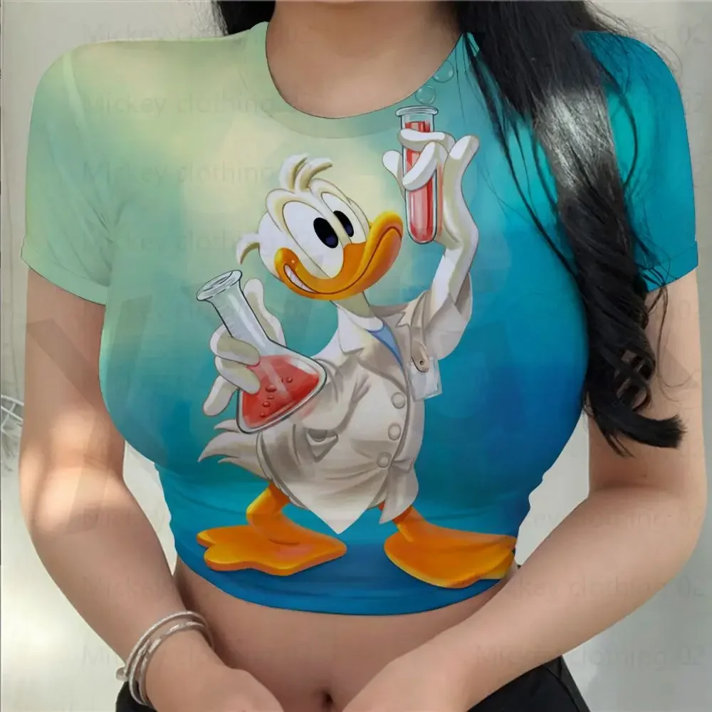 Women's T Shirt Disney Cartoon Brand T Shirt Donald Duck / Minnie Summer Casual Top Print Fashion Sexy Skinny Oversized T Shirt image 5