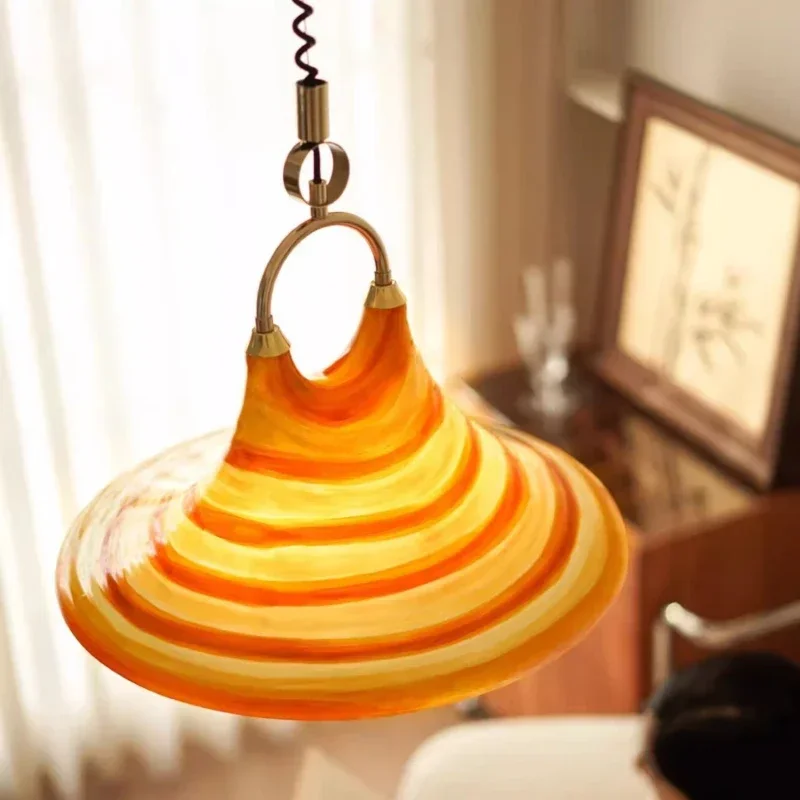 Horn Pendant Lights Nordic Bedroom Bedside Orange Hanging Lamp for Dining Room Suspension Droplight Indoor Lighting