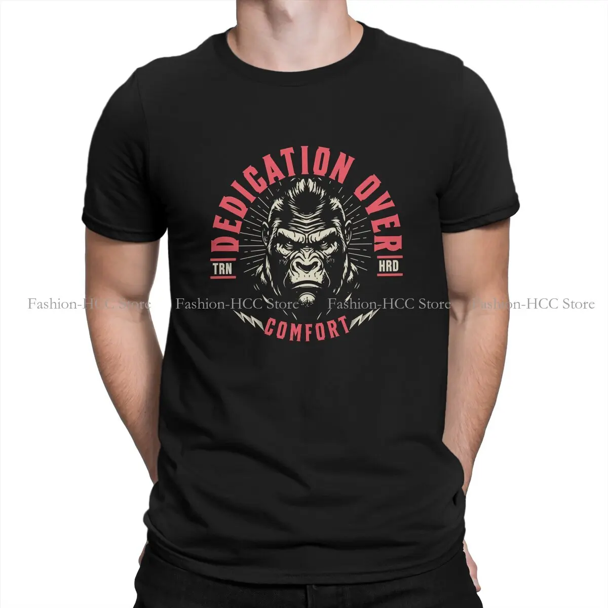 Dedication Over Comfort Gorilla Gym Style Polyester TShirt Animal Weightlifting Comfortable Hip Hop Graphic  T Shirt Stuff