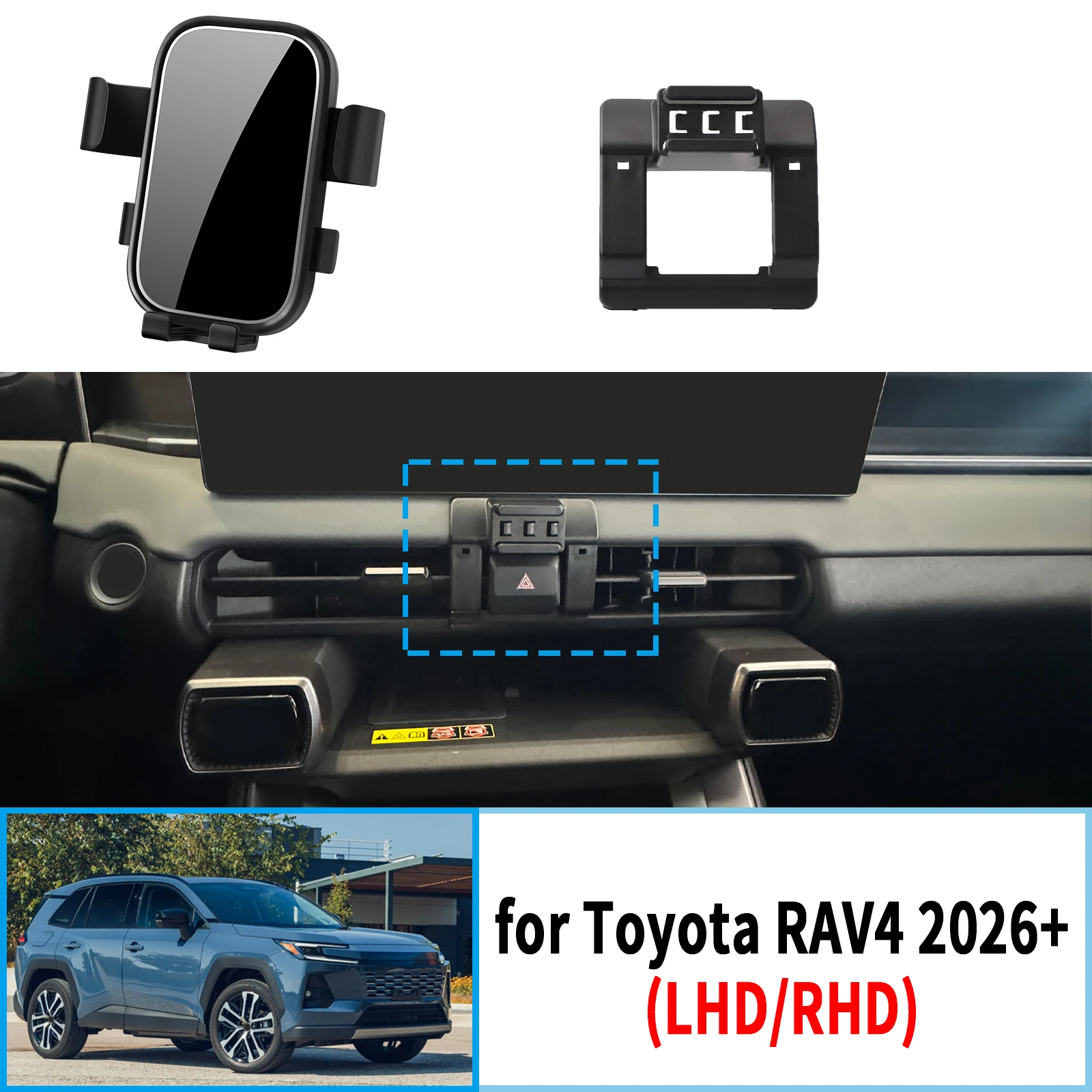

for Toyota RAV4 2026 2027 RHD LHD Stable Clip-On Phone Holder​​ Mount Screen Base No Vibration​ Car accessoires