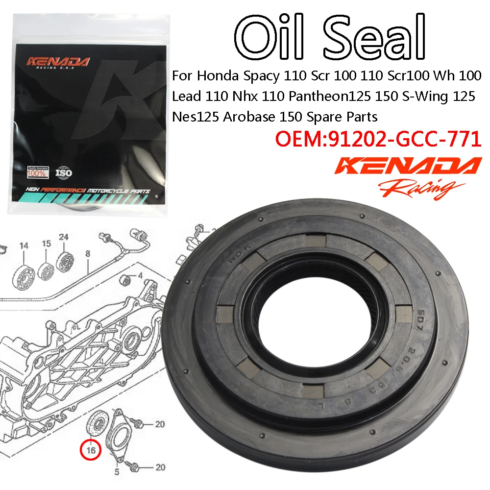 

KENADA Racing Oil Seal For 20.8×53×9 Scooter Engine Honda Spacy 110 Scr 100 110 Scr100 Wh 100 Lead 110 Nhx 110 Pantheon125 150