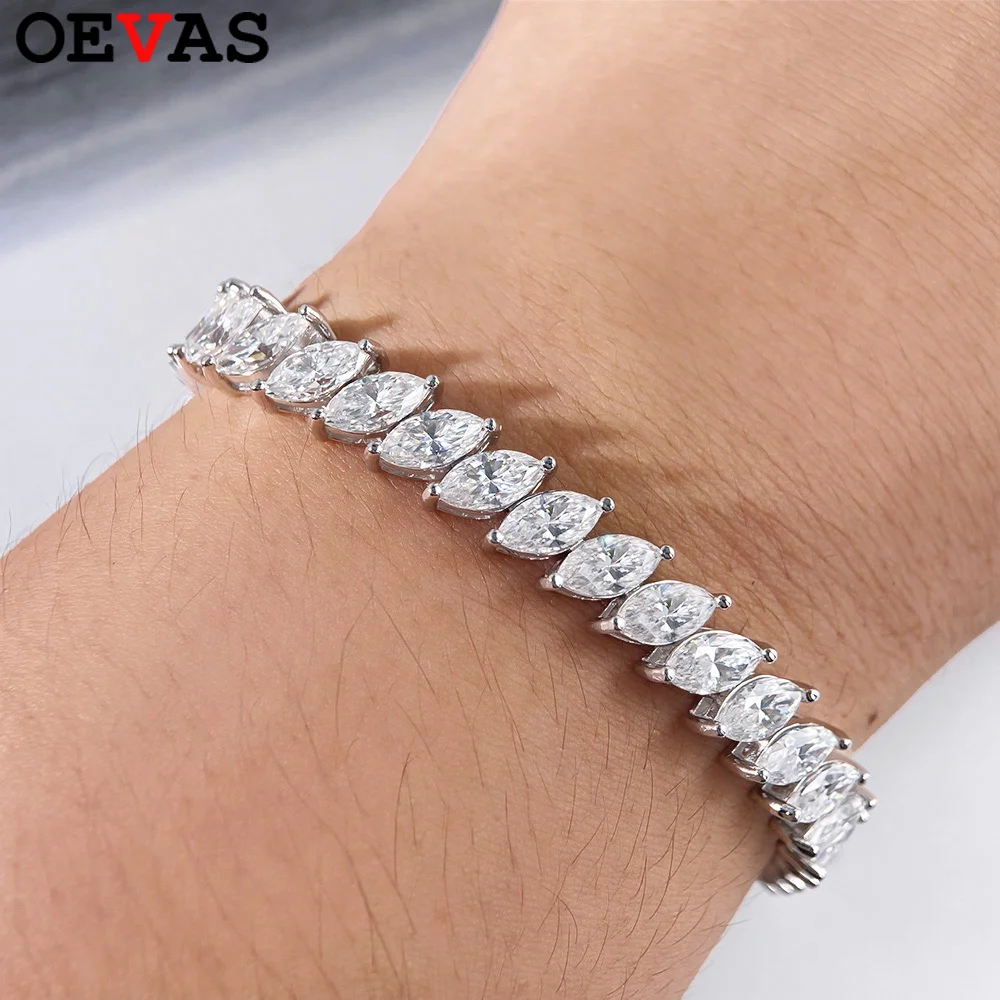 

OEVAS 4x8MM D Color Marquise Cut Moissanite Bracelet 100% 925 Sterling Silver For Women Wedding Party Fine Jewelry
