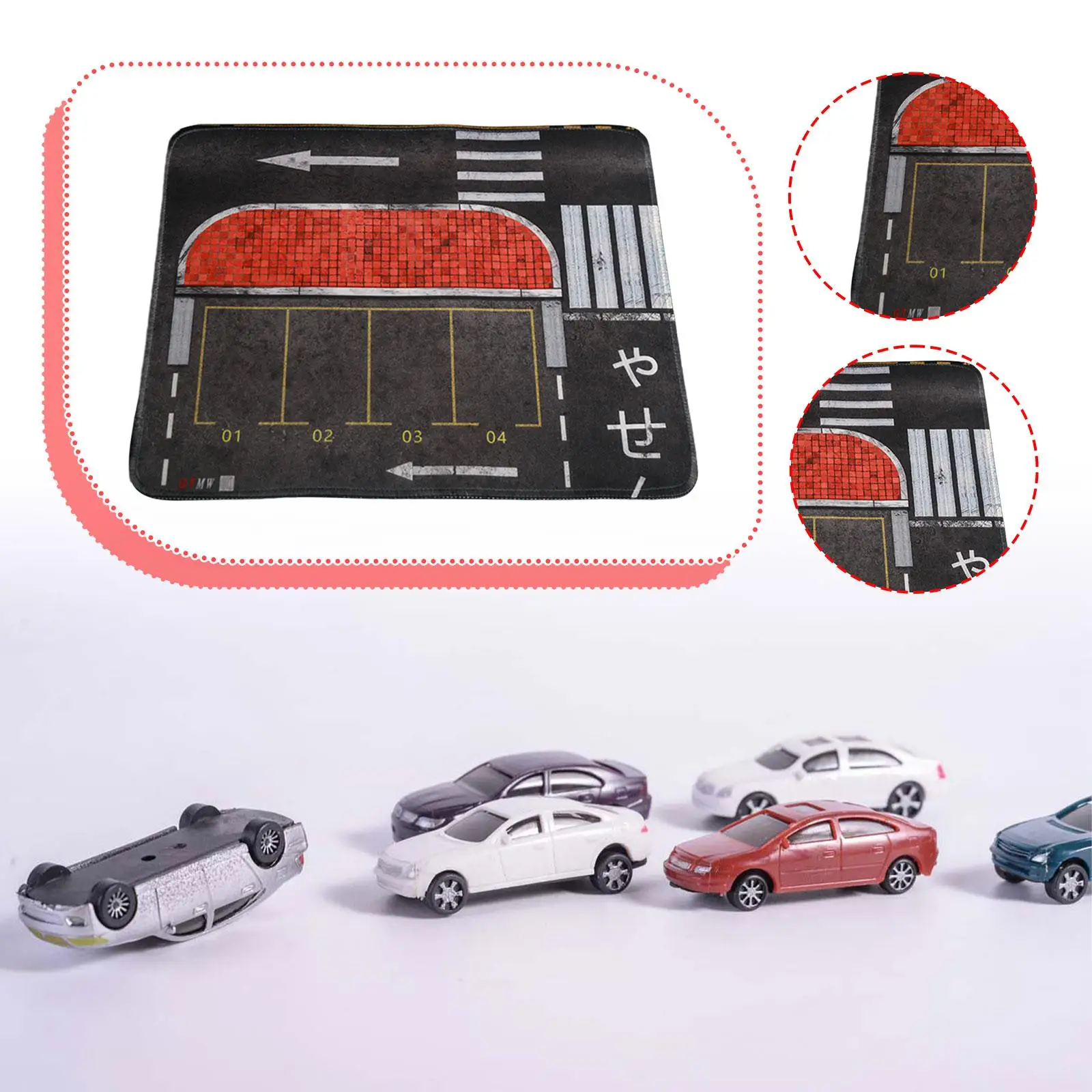 1/64 Parking Lot Mouse Pad Mat Layout Educational Tool Anti Slip Rolled up Vehicle Scene Display Model Vehicle Parking Mouse Pad