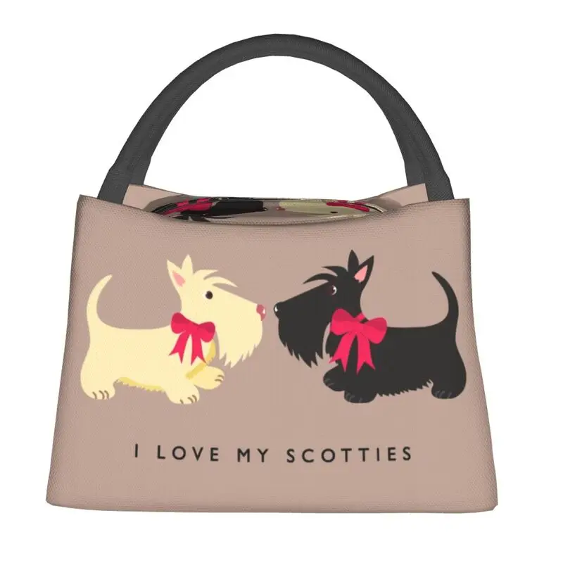 I Love My Scotties Insulated Lunch Tote Bag for Women Scottish Terrier Dog Resuable Cooler Thermal Bento Box Hospital Office