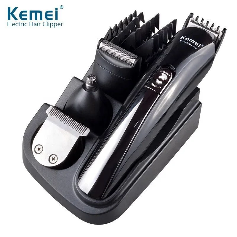 Kemei-Máquina elétrica do corte do cabelo para homens, aparador do cabelo, lâmina, aparador do nariz, aparador do cabelo do corpo, 5 em 1 máquina de barbear, KM-500