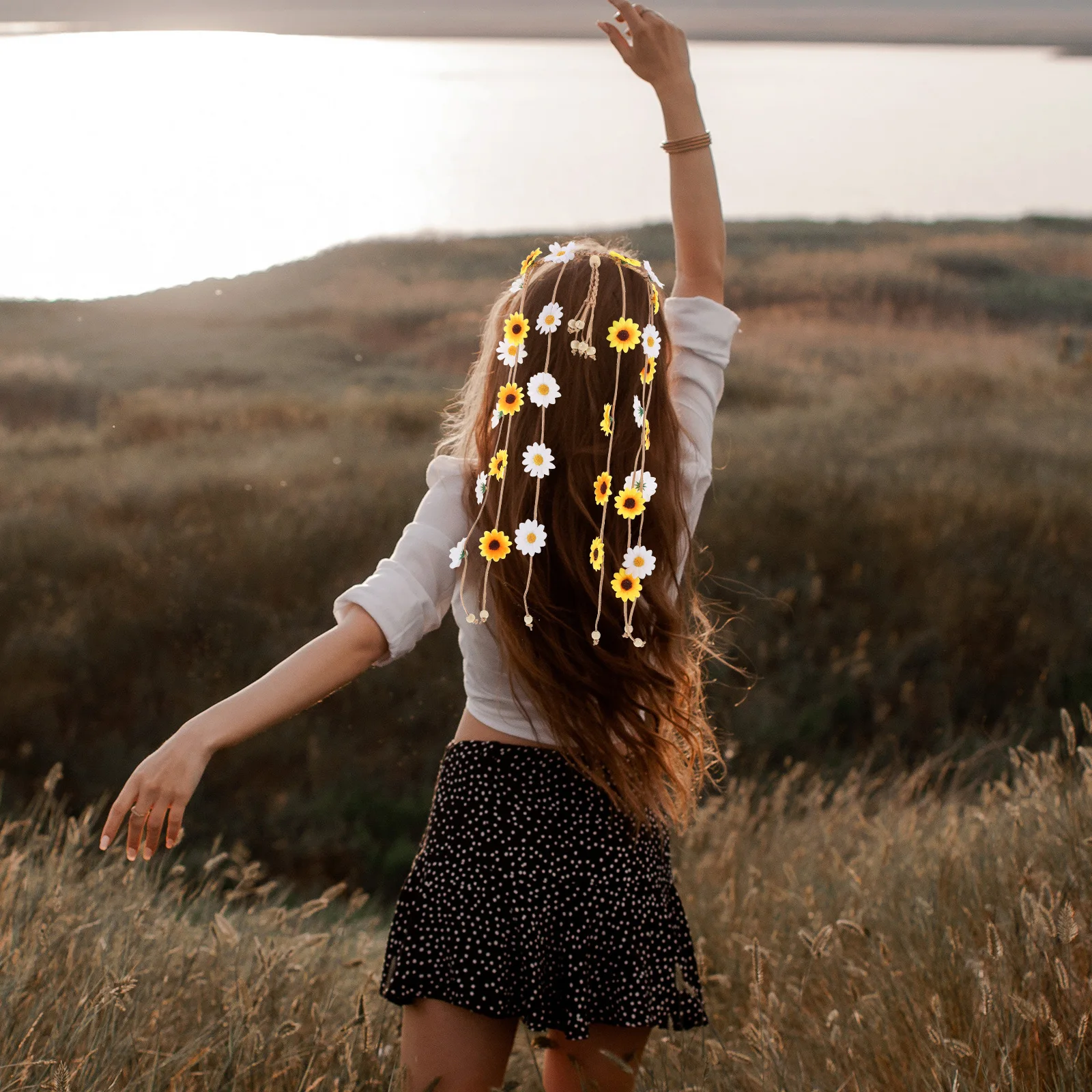 

1pcs Floral Headbands Crown for Women Hippie Hairband Mexican Flower Crown Boho Accessories Vibrant Colors Lightweight