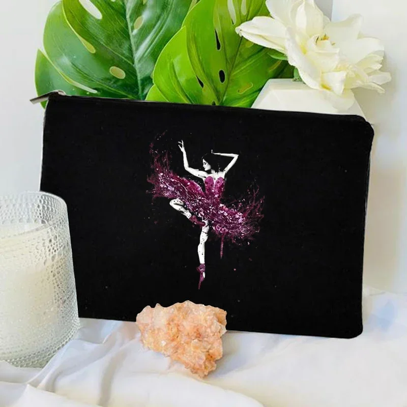 Watercolor Ballet Girl Cosmetic Bag Organizer Aesthetics Mekeup Gift Pouch Bags Designer Travel Cosmetiquera Lipstick Clutch