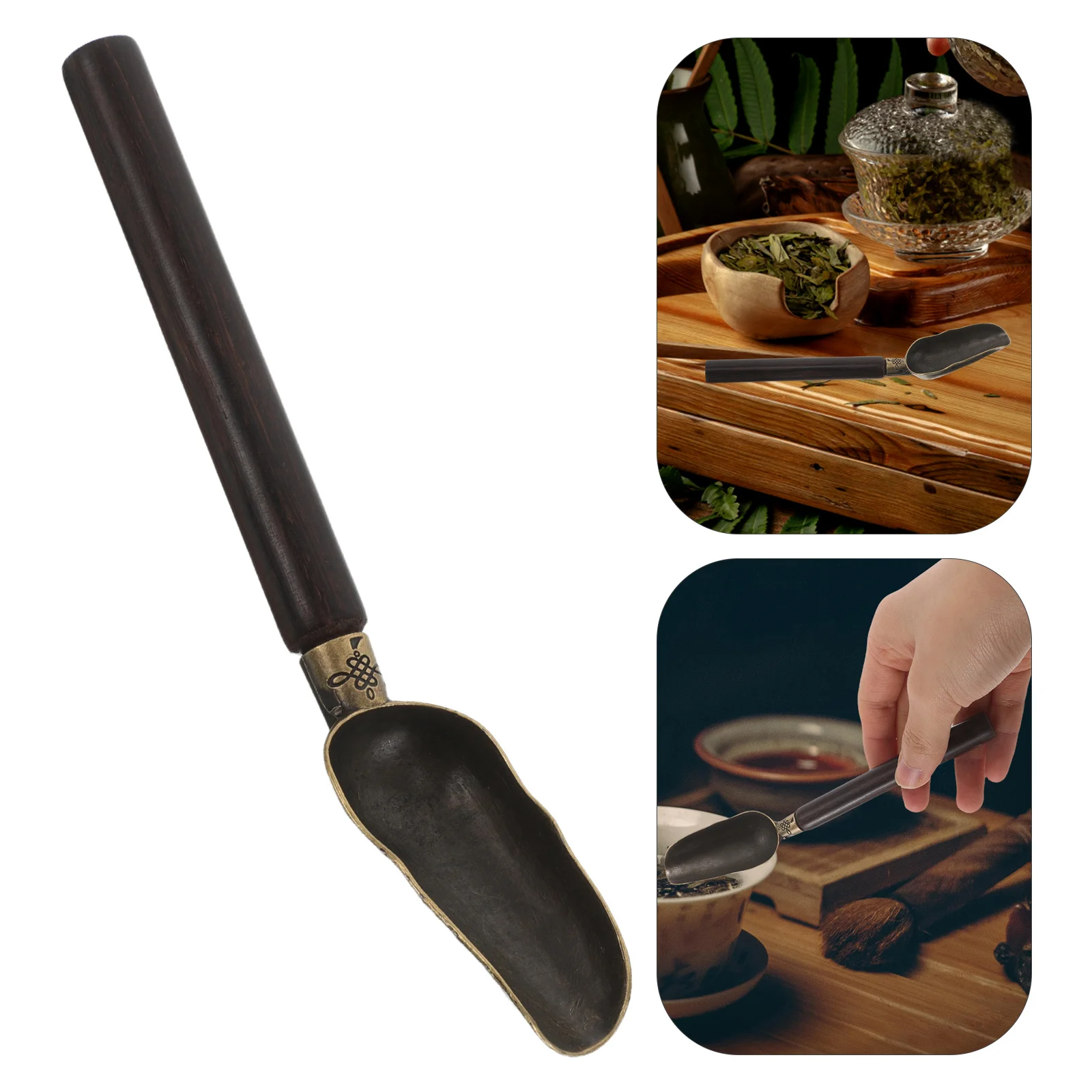 

Carved Ebony Wood Tea Spoon Handmade Black Rustic Small Teaware Accessory Loose Leaf Tea Measuring Tool Decorative Coffee Jam