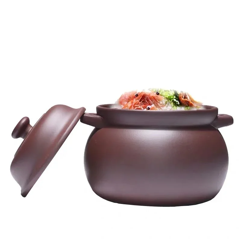 3.5L Clay Pot Cracking Purple Casserole Ceramic Casserole Cookware Soup Pot Food Stewpan Cooking Cookware Kitchen Stew Pots