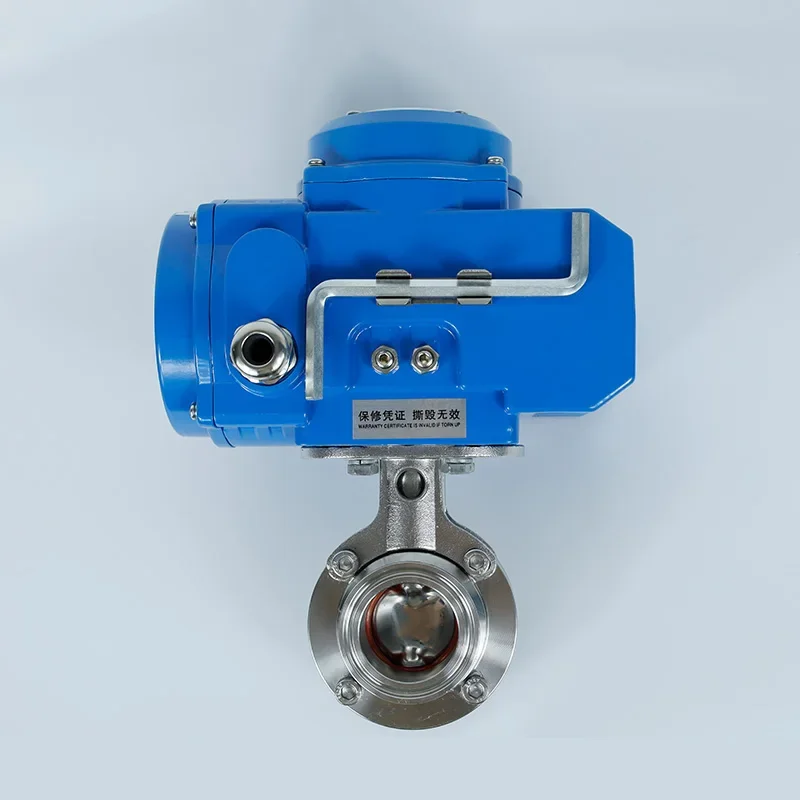 IP67 Tri Clamp Connection Food Grade SS304 Stainless Steel 12v Dc Electric Actuator Sanitary Butterfly Valve