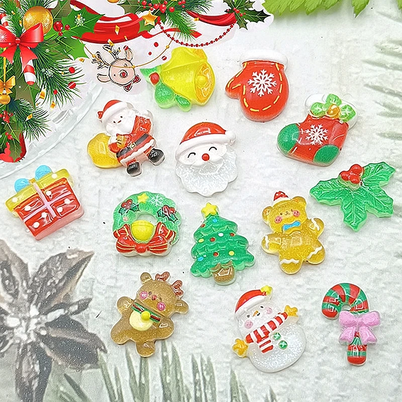 

40PCS 3D Acrylic Cartoon Design Christmas Nail Art Decoration Charms Kawaii Accessories For Manicure Nails Supplies Products