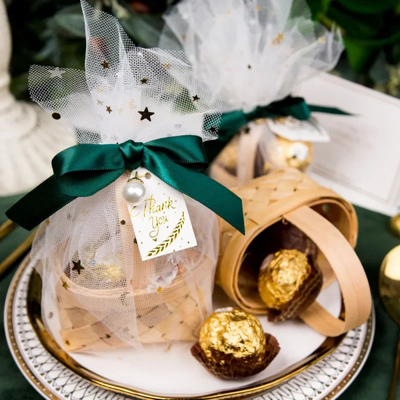 الإبداعية الجديدة الحلوى الديكور صناديق اليدوية البسكويت مجوهرات تخزين سلة صغيرة شبكة حقائب اليد مع شريط بطاقة اللؤلؤ للاستخدام اليومي #2