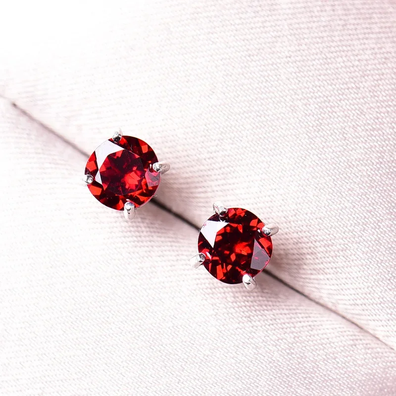 100% S925 فضة روبي القرط للنساء غرامة Aros Mujer Oreja Orecchini الفضة 925 مجوهرات روبي الأحجار الكريمة قرط الاذن المرصع