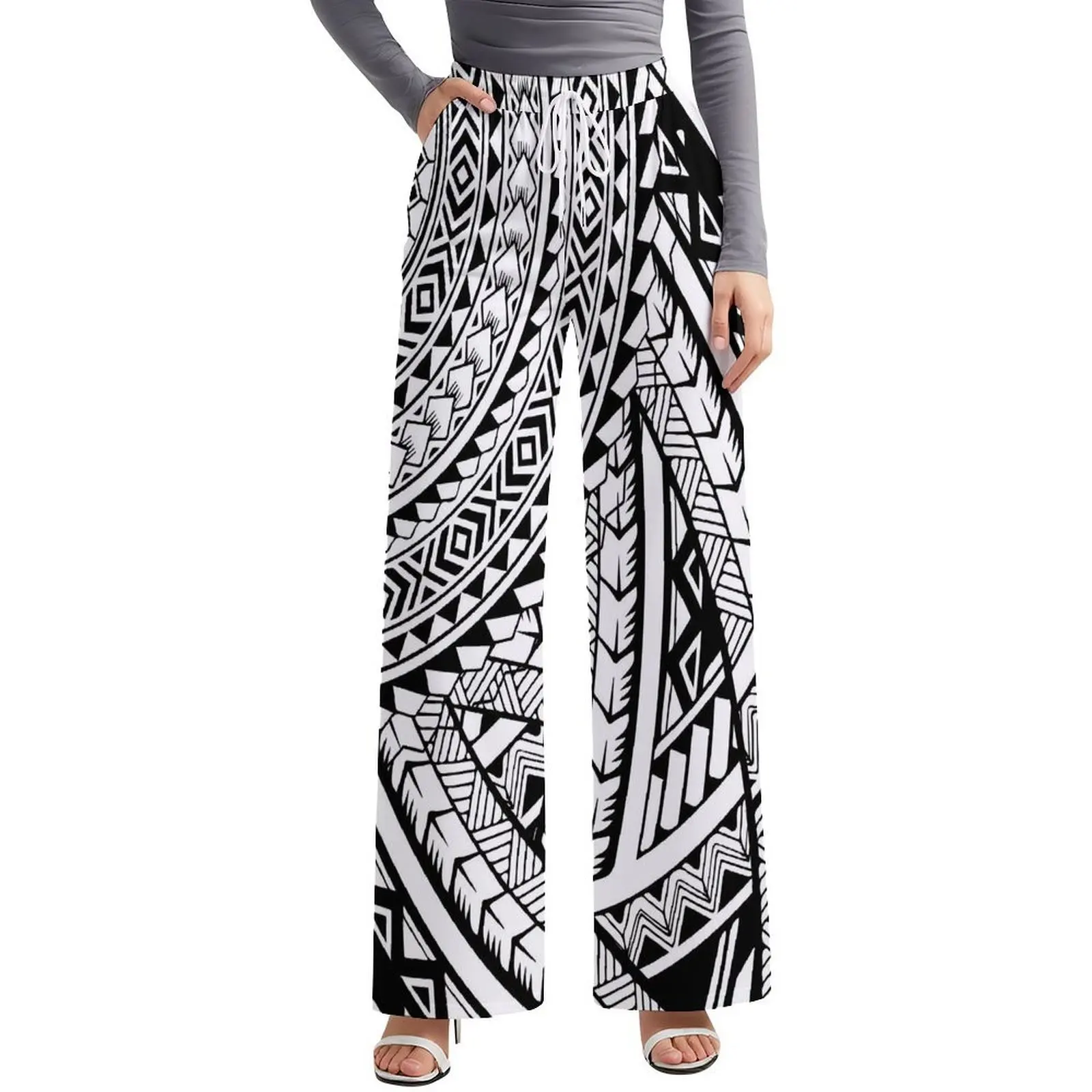 Calças largas femininas polinésias personalizadas da ilha do pacífico padrão tribal design calças compridas padrão 2025 novo estilo