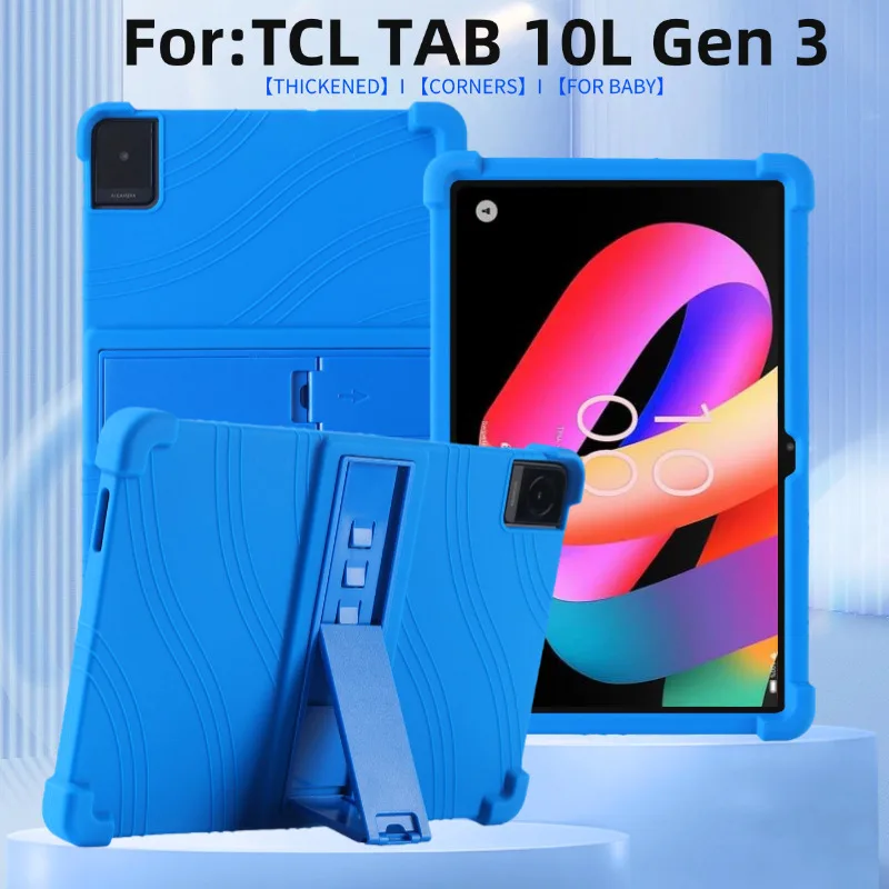 For TCL Tab 10L Gen3 10.1 Inch Skin 4 Corners Shockproof Airbags TCL Soft Silicone Ajustable Stand Precise Cover