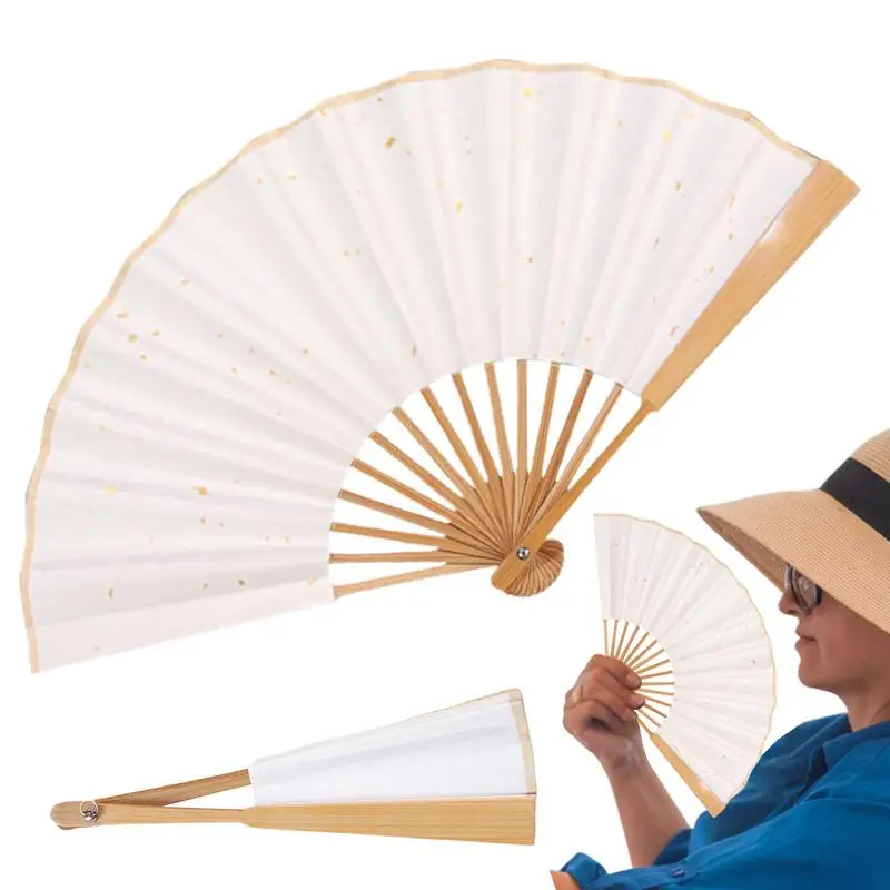 DIY white Hand Fans Bamboo foldable paper fan portable party wedding supplies hand fan gift decoration For Guest wedding fan