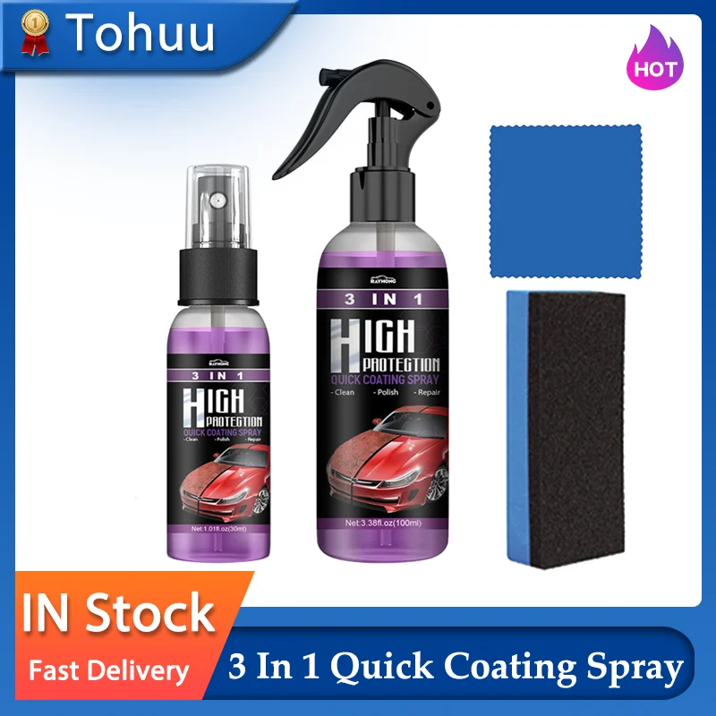 3 In 1 Quick Coating Spray High Protection Car Shield Coating Car Paint Repair Car Exterior Restorer Ceramic Spray Coating Quick