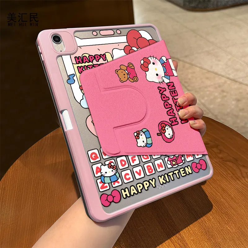 

Anime Sanrio Hello Kitty for IPad Protective Case Flat Shell Cartoon Kawaii Anti-bend Acrylic Anti-fall Wear-resistant Lovely