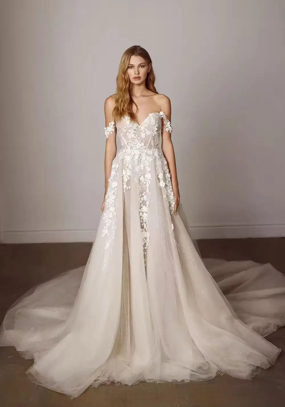 

Elegant Off The Shoulder Sweetheart Lace Applique Boho Beach A Line Wedding Dresses Sweep Train Custom Made 2025 Vestido De