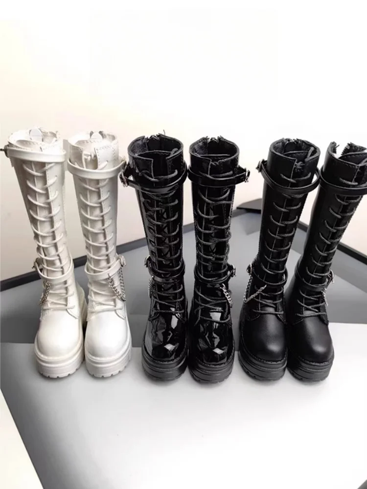 BJD Doll Shoes For 1/4 Doll Accessories Black White Long Boots 75cm Doll Dress Up Gift Diy Clothes(No Dolls)