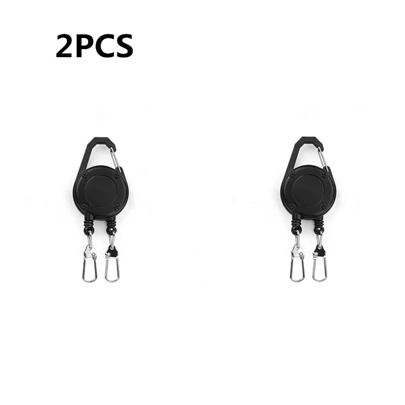 QAJTAO Einziehbarer Schlüsselanhänger, Doppelkopf-Gürtelclip, Ausweishalter mit Stahlseil, für Outdoor-Aktivitäten und Angeln – Detail 8