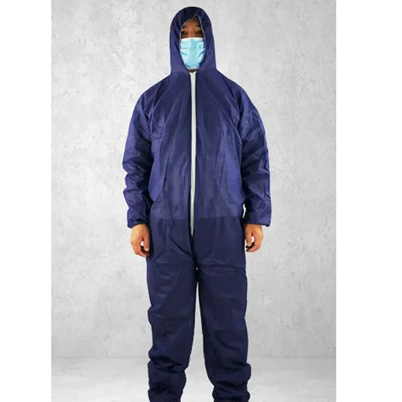 

Disposable Non-woven Fabric Protective Breathable Dustproof AntiFouling Safety Clothing Sparying Painting Overall Suit Dark Blue