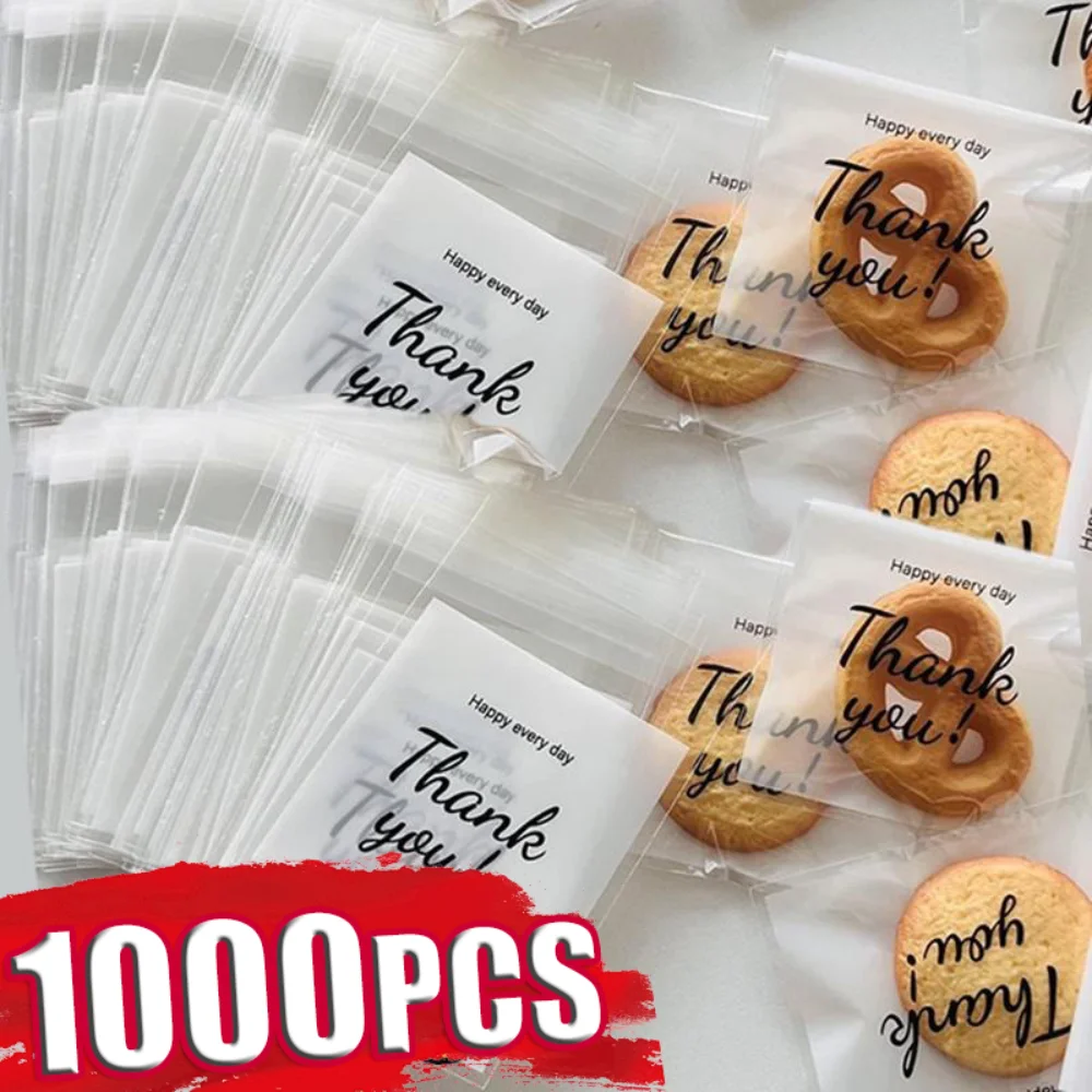100-1000 قطعة شكرا لك الذاتي ختم أكياس OPP ذاتية اللصق حقائب للهدايا DIY بها بنفسك مجوهرات الكوكيز التعبئة والتغليف تخزين أكياس بلاستيكية